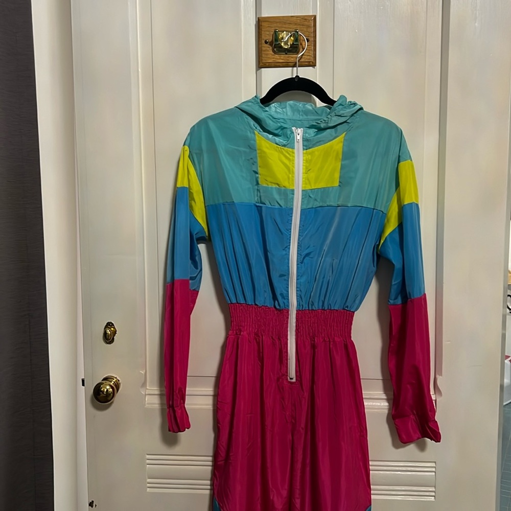 Ladies 1980s jumpsuit one piece color block